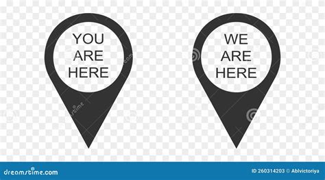 You And We Are Here Map Pin Icons Isolated On Transparent Background