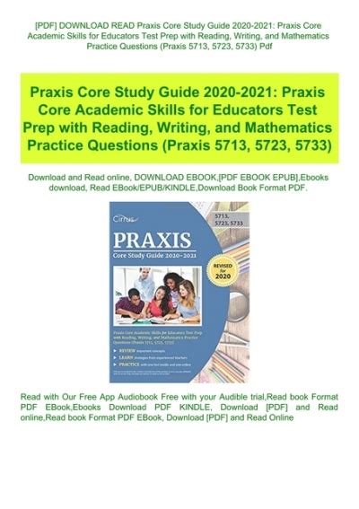 Pdf Download Read Praxis Core Study Guide 2020 2021 Praxis Core