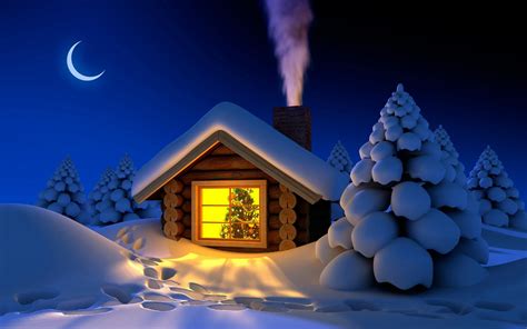 Download Wallpapers Winter Cartoon Landscapes Snowdrifts Night