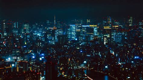 Night City Aerial View Tokyo City Lights Metropolis 4k Hd Wallpaper