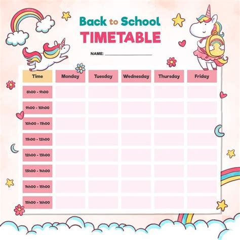 Premium Vector Watercolour School Timetable In Pink Elements School