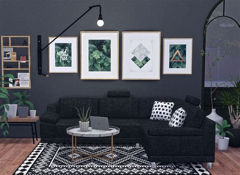Tropical Geometry Wall Art Set Living Room Sims 4 Sims 4 Cc