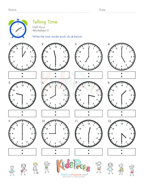 Kindergarten Worksheet Telling Time