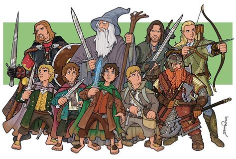 The Fellowship By Sean Wang ©2001 Tolkien Art The Hobbit Jrr