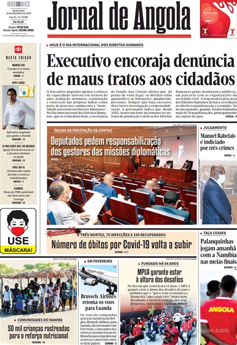 Capa Jornal De Angola De 2020 12 10