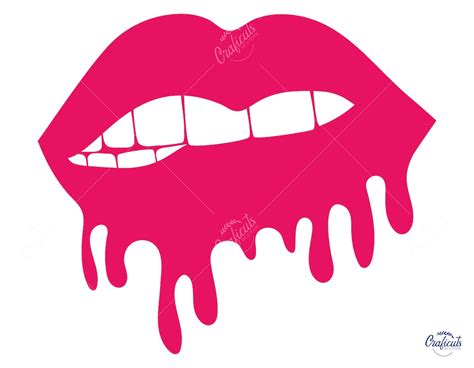 Dripping Lips SVG Bite Lips Clip Art Instant Digital Download Svg Png Dxf Eps Files For