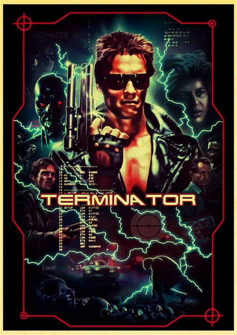 Vintage Posters Terminator Old Wall Home Retro Poster Paintings Printed ...