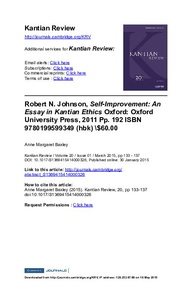 (PDF) Review of Robert Johnson, Self-Improvement: An Essay ...