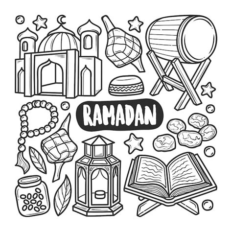 Premium Vector Ramadan 1 Icons Hand Drawn Doodle Coloring