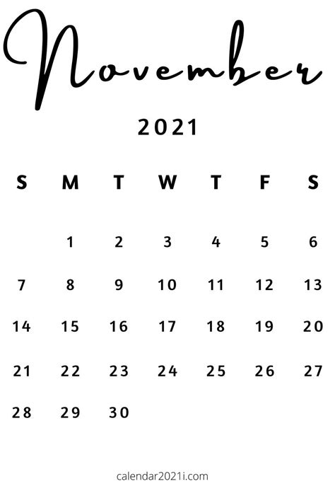 November 2021 Blank Calendar Monthly Planner For Making Schedule