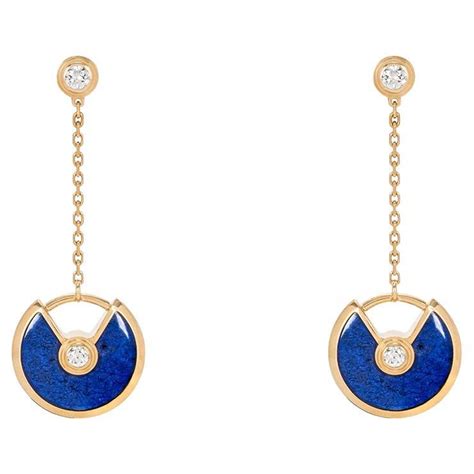 Amulette De Cartier Earrings Lapis Lazuli Diamond Karat Gold Estate