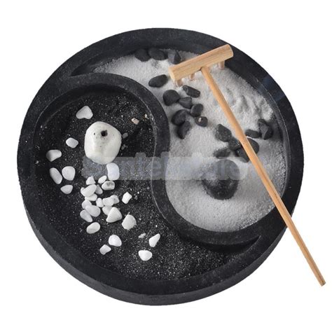 Zen Garden Sand Kit Tabletop Decor Meditation Sand Rocks Rake Feng Shui