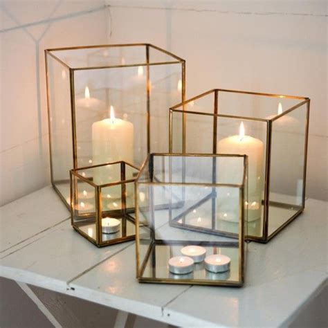 Gold And Glass Square Candle Holders Kitchen And Home Gadgets