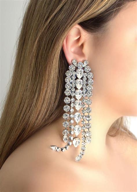 Statement Bridal Earrings Statement Crystal Swarovski Etsy Bridal Earrings Bridal Statement