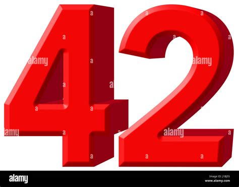 Numeral 42 Forty Two Isolated On White Background 3d Render Stock