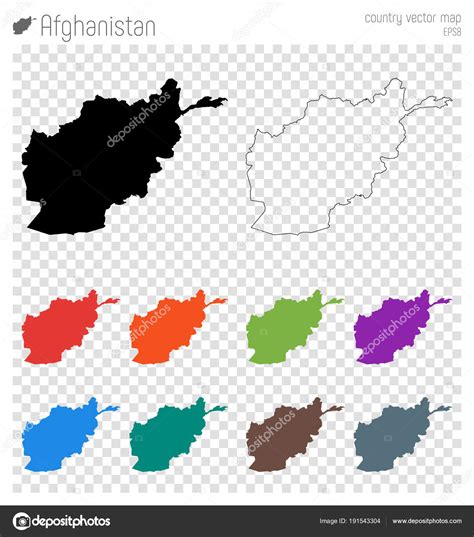 Afghanistan High Detailed Map Country Silhouette Icon Isolated