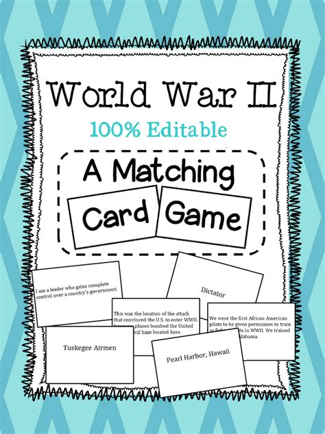Social Studies Matching Card Game covering World War II! Perfect for