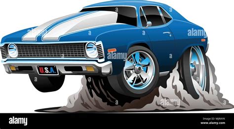 Classic American Muscle Car Cartoon Vector Illustration Stock Vector