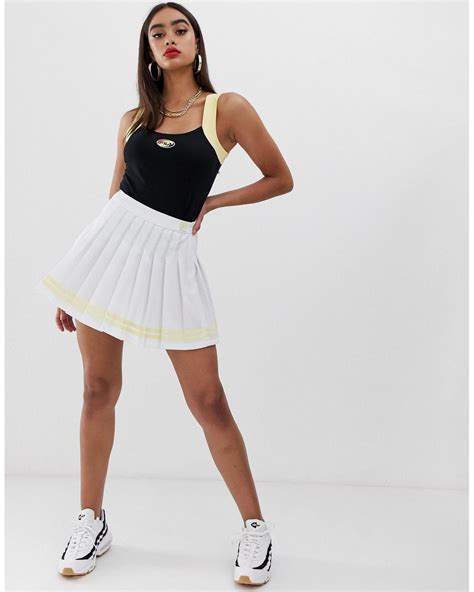 Fila Pleated Mini Tennis Skirt In White Lyst Uk