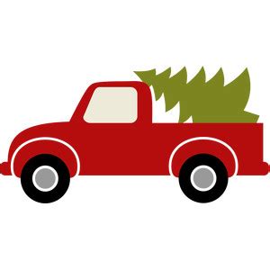 Red christmas truck with a tree, gifts and wreath. Silhouette Design Store - View Design #166306: truck ...