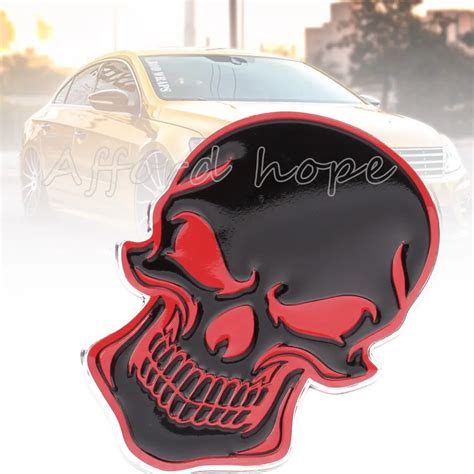 Aluminum Car Styling Refitting Car Motorcycle Red Black Skull Decal