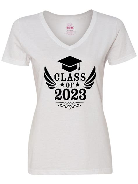 Inktastic Class Of 2023 With Graduation Cap And Wings Womens V Neck T