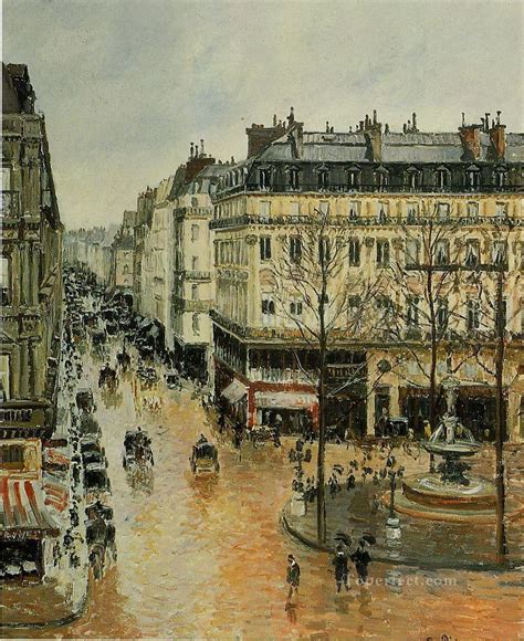 Rue Saint Honore Afternoon Rain Effect 1897 Camille Pissarro Painting