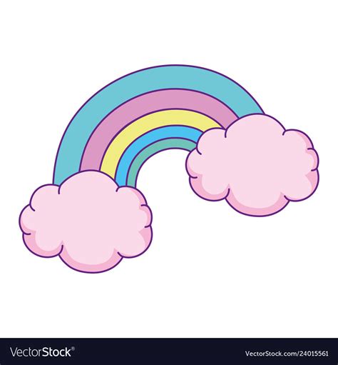 Cute Rainbow With Clouds Royalty Free Vector Image
