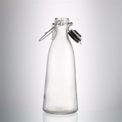 Old Fashion Clear 1 L Large Vintage Liter 1000ml Glass Milk Bottle with Clip Top, High Quality ...