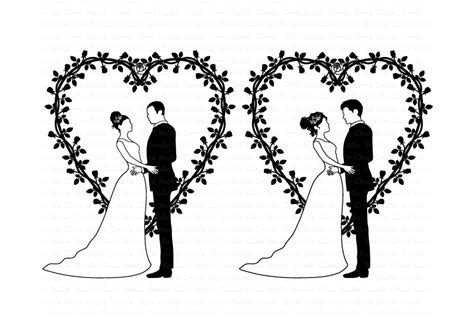 Hand Drawn One Line Wedding Couple Svg Wedding Sign Eps Pdf Silhouette
