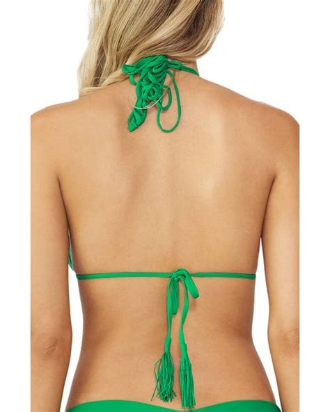 pq swim isla halter triangle bikini top in green lyst