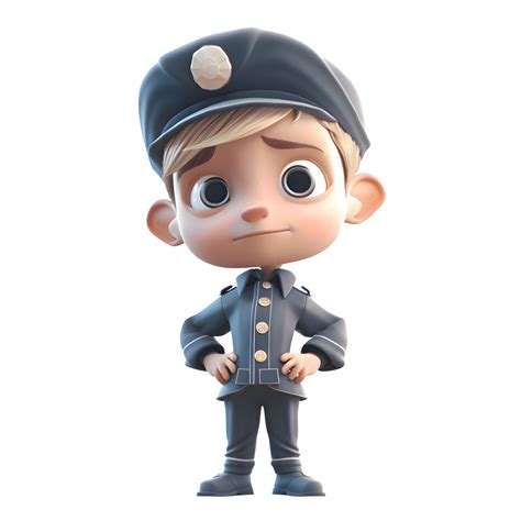 Justice Served 3D Render of Police Man on White Background PNG