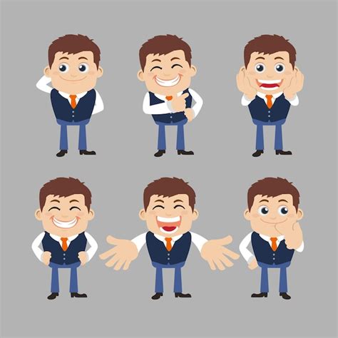 Premium Vector Set Of Businessman Characters In Different Poses