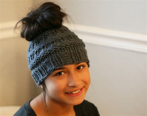 Check spelling or type a new query. Messy Bun Hat - Loom Knit