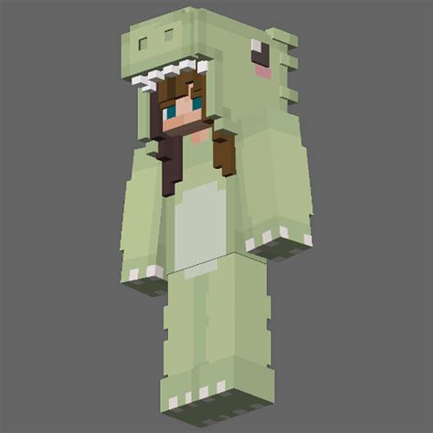 Green Dino Girl Skin 3d Skin For The Figura Mod Minecraft Mod