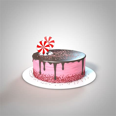 3d Model Cake With Lollipops Cgtrader
