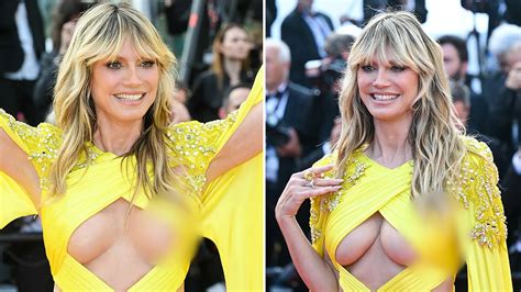 Heidi Klum Suffers A Wardrobe Malfunction In A Sexy Yellow Dress At The