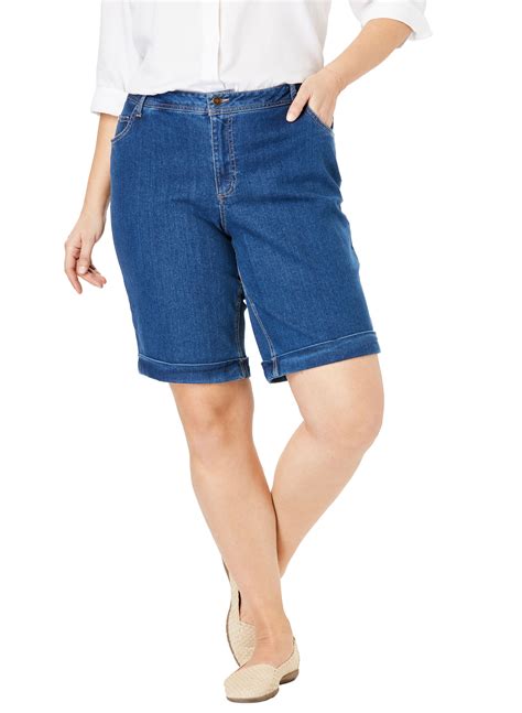 Woman Within Plus Size Stretch Jean Bermuda Short Shorts Walmart
