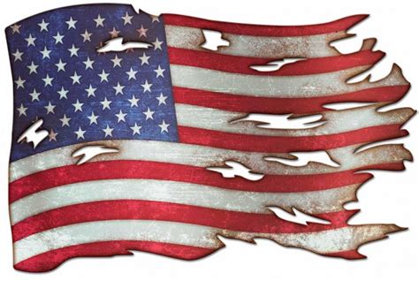 War Torn American Flag Metal Wall Art Pin Ups For Vets Store
