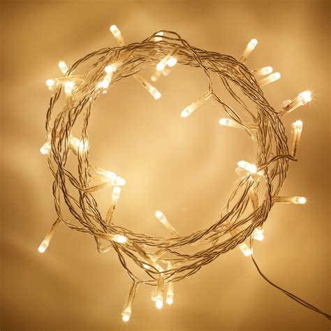 50 Warm White Led Indoor Fairy Lights On Clear Cable Uk