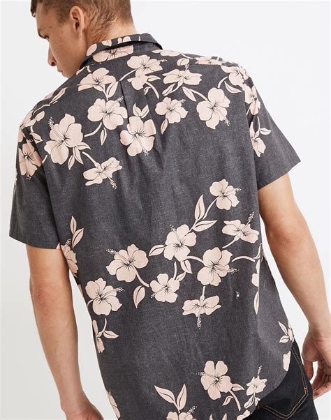 Short Sleeve Perfect Pullover Shirt In Lei Away Tropical Floral Pattern