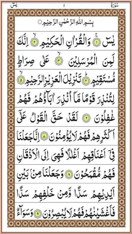 Surah Yaseen Arabic Text