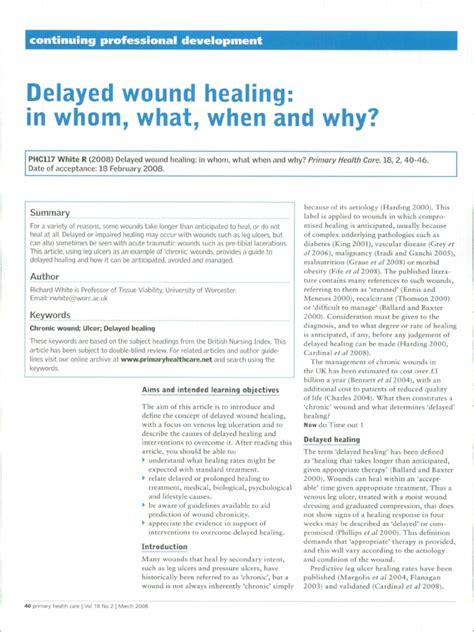 Delayed Wound Healing Pdf Wound Clinical Medicine