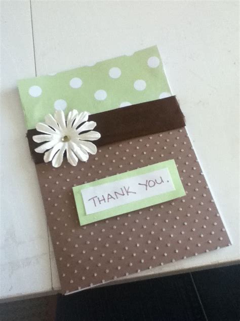 Simple Thank You Card Green White Brown Flower