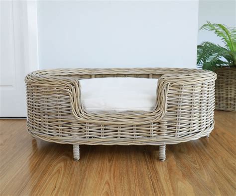 Oval Rattan Dog Bed Large With Cushion