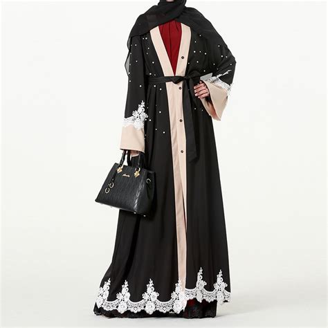 Buy Elegant Muslim Abaya Dress Lace Cardigan Long