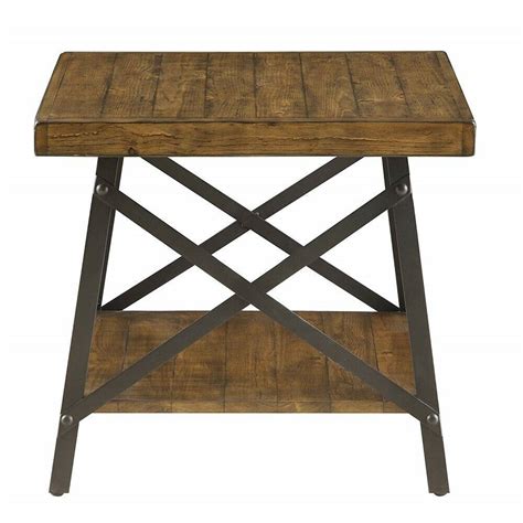 Industrial Wood End Table Rustic Country Style Living Room Furniture
