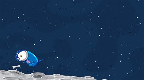 Cute Cartoon Dog On Moon Space Hd Backgrounds Desktop