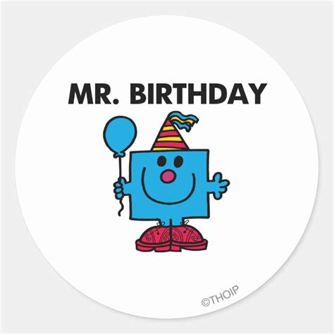 Mr Birthday Happy Birthday Balloon Classic Round Sticker