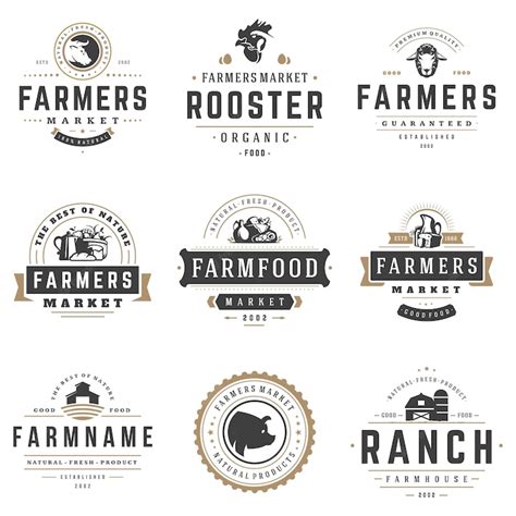 Premium Vector Farmers Market Logos Templates Vector Objects Set
